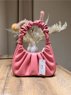 JW PEI Gabbi Pink Ruched Handle Shoulder Bag